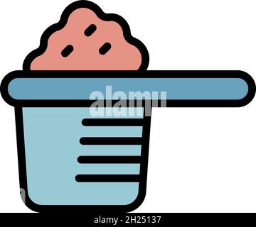 Icona cucchiaio per polvere di lavaggio. Profilo di lavaggio polvere cucchiaio vettore icona colore piatto isolato Illustrazione Vettoriale