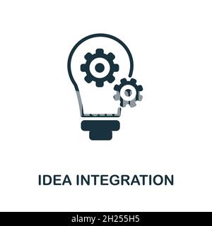 Icona integrazione idea. Firma monocromatica della raccolta di apprendimento creativo. Idea creativa integrazione icona illustrazione per il web design, infografica e. Illustrazione Vettoriale
