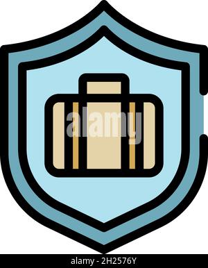 Icona di protezione della borsa da viaggio. Profilo trasporto sacco protezione vettore icona colore piatto isolato Illustrazione Vettoriale