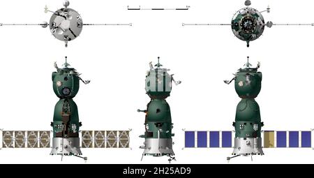 navicella spaziale dettagliata disponibile formato vettoriale EPS-10 separato da gruppi per una facile modifica Illustrazione Vettoriale