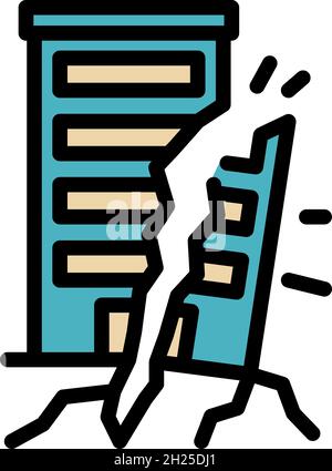 Icona di costruzione frana rotta. Contorno rotto landslide costruzione vettore icona colore piatto isolato Illustrazione Vettoriale