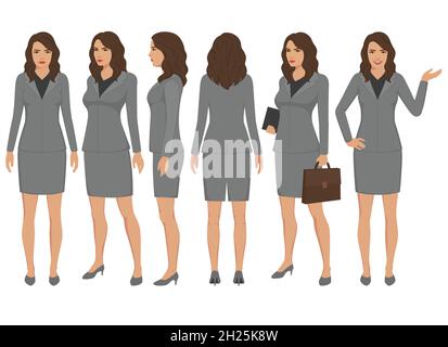 Set di cartone animato businesswomen carattere vettoriale design Illustrazione Vettoriale