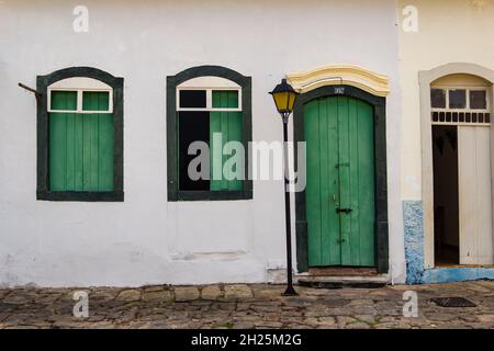 Dettagli dell'affascinante città di Goias (Goias Velho). Una piccola città turistica, tutto in architettura coloniale nello stato di Goias in Brasile. Foto Stock