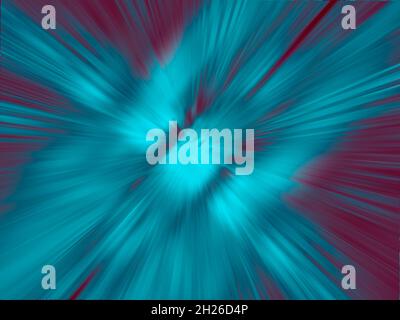 Sfondo turchese sfocato con raggi di luce - illustrazione 3D Foto Stock