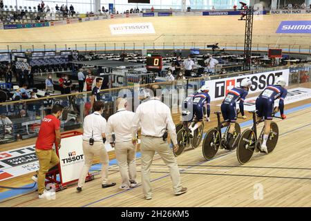 Roubaix, Francia. 20 Ott 2021. Inizia la Francia durante il Tissot UCI Track Cycling World Championships 2021 il 20 ottobre 2021 allo Stab Vélodrome di Roubaix, Francia - Foto Laurent Sanson/LS Medianord/DPPI Credit: DPPI Media/Alamy Live News Foto Stock