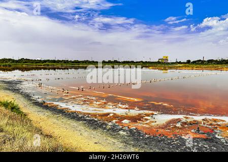 Paesaggio di un lago salato con fango terapeutico Foto Stock