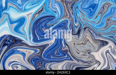 Sfondo astratto con effetto liquido. Onde colorate. Contrasta le forme uniformi Foto Stock