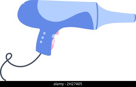Illustrazione vettoriale dell'asciugacapelli. Stile disegnato a mano. Oggetto isolato su sfondo bianco. Illustrazione Vettoriale