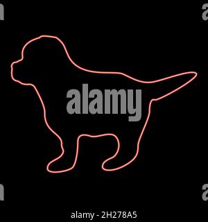 Neon cucciolo icona colore nero in cerchio contorno vettore illustrazione colore rosso vettore illustrazione piatta stile chiaro immagine Illustrazione Vettoriale