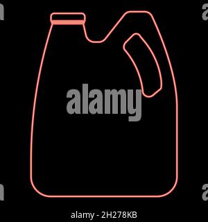 Lattine al neon con olio motore e icona carburante colore nero nel contorno del cerchio illustrazione vettoriale colore rosso illustrazione vettoriale immagine piatta di stile chiaro Illustrazione Vettoriale