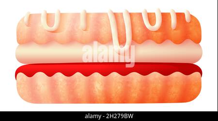 Torta di pasticceria cremosa. Panna di biscotti dolci e marmellata da forno Illustrazione Vettoriale