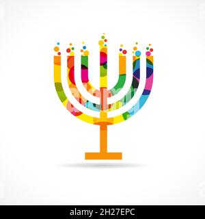 Happy Hanukkah sameah congrats. Modello grafico astratto isolato. Tradizionale religioso chanukah creativo logo, Happy Hanuka web icona concetto Illustrazione Vettoriale