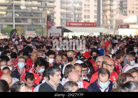 Lisboa, Portogallo, Stati Uniti. 20 Ott 2021. Champions League: Tifosi di Benfica e Bayern Monaco. 20 ottobre 2021, Lisbona, Portogallo: Movimento di tifosi da Benfica e Bayern Monaco intorno allo stadio Luz, a Lisbona, Portogallo, prima della partita tra le squadre per la fase di gruppo della Champions League, mercoledì (20). Credit: Edson de Souza/TheNews2 (Credit Image: © Edson De Souza/TheNEWS2 via ZUMA Press Wire) Foto Stock