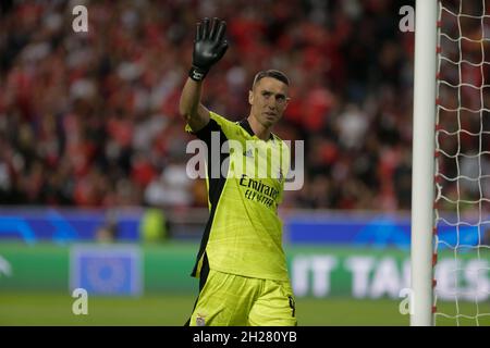 Lisboa, Portogallo. 20 Ott 2021. Odisseas Vlachodimos portiere di SL Benfica reagisce durante la partita UEFA Champions League Group e tra SL Benfica e FC Bayern Monaco. A Estadio da Luz, Lisbona, il 20 ottobre 2021. Portogallo Valter Gouveia/SPP Credit: SPP Sport Press Photo. /Alamy Live News Foto Stock