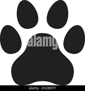 Paw stampa icona vettore gatto e cane footprint simbolo in un nero isolato in un glifo pittogramma illustrazione Illustrazione Vettoriale