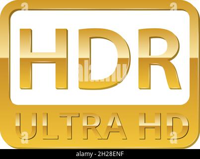 Icona HDR, etichetta simbolo High Dynamic Range Ultra HD 4K Illustrazione Vettoriale