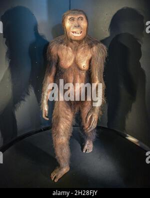 Burgos, Spagna - 16 Ott, 2021: Modello di Neanderthal nel Museo dell'evoluzione umana Foto Stock