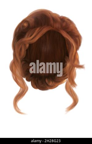 Fantasy medievale updo capelli su sfondo bianco isolato, rendering 3d, illustrazione 3d Foto Stock