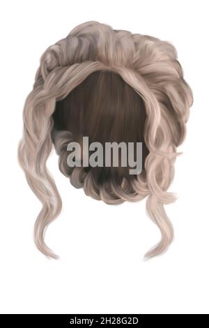 Fantasy medievale updo capelli su sfondo bianco isolato, rendering 3d, illustrazione 3d Foto Stock