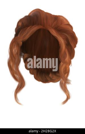 Fantasy medievale updo capelli su sfondo bianco isolato, rendering 3d, illustrazione 3d Foto Stock