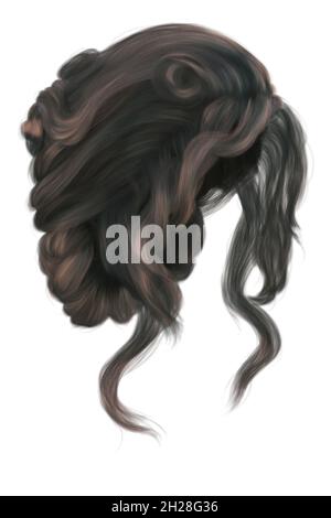 Fantasy medievale updo capelli su sfondo bianco isolato, rendering 3d, illustrazione 3d Foto Stock