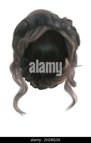 Fantasy medievale updo capelli su sfondo bianco isolato, rendering 3d, illustrazione 3d Foto Stock