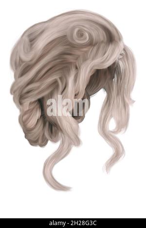 Fantasy medievale updo capelli su sfondo bianco isolato, rendering 3d, illustrazione 3d Foto Stock