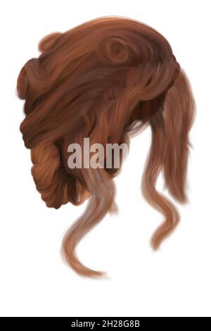 Fantasy medievale updo capelli su sfondo bianco isolato, rendering 3d, illustrazione 3d Foto Stock