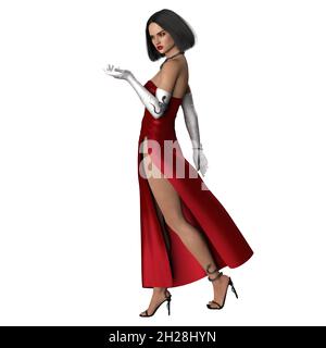 Latina Donna in abito da sera, rendering 3D, illustrazione 3D Foto Stock