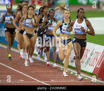 Zurigo, Svizzera. 9 settembre 2021. Chanelle Price gareggia nei 1500m, durante la finale della Wanda Diamond League allo stadio Letzigrund. (Foto di Gary Mitchell/SOPA Images/Sipa USA) Credit: Sipa USA/Alamy Live News Foto Stock