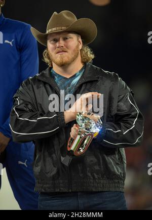 Zurigo, Svizzera. 9 settembre 2021. Ryan Crouser (USA) uno dei vincitori della Diamond League festeggia, durante la finale della Wanda Diamond League allo stadio Letzigrund. (Foto di Gary Mitchell/SOPA Images/Sipa USA) Credit: Sipa USA/Alamy Live News Foto Stock