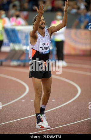 Zurigo, Svizzera. 9 settembre 2021. Gianmarco tamberi gareggia nel salto in alto, durante la finale della Wanda Diamond League allo stadio Letzigrund. (Foto di Gary Mitchell/SOPA Images/Sipa USA) Credit: Sipa USA/Alamy Live News Foto Stock