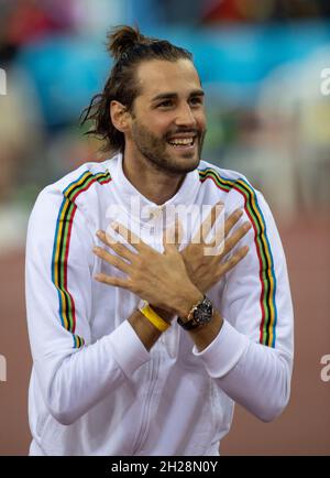 Zurigo, Svizzera. 9 settembre 2021. Gianmarco tamberi gareggia nel salto in alto, durante la finale della Wanda Diamond League allo stadio Letzigrund. (Foto di Gary Mitchell/SOPA Images/Sipa USA) Credit: Sipa USA/Alamy Live News Foto Stock