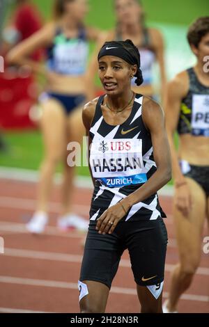 Zurigo, Svizzera. 9 settembre 2021. SIFAN Hassan gareggia nei 1500 m durante la finale della Wanda Diamond League allo stadio Letzigrund. (Foto di Gary Mitchell/SOPA Images/Sipa USA) Credit: Sipa USA/Alamy Live News Foto Stock