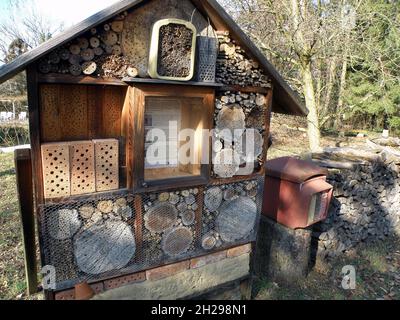 Ein Nützlingshotel in Österreich, Europa - benefico insetto hotel in Austria, Europa Foto Stock