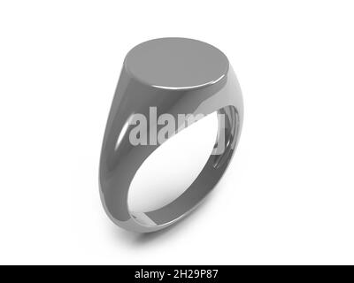 Illustrazione 3D di Signet Ring Mockup Scene on Isolated background Foto Stock