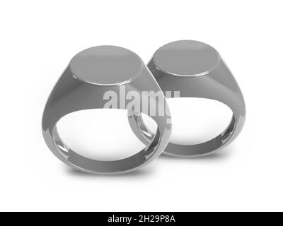 Illustrazione 3D di Signet Ring Mockup Scene on Isolated background Foto Stock