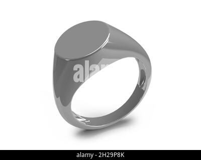 Illustrazione 3D di Signet Ring Mockup Scene on Isolated background Foto Stock