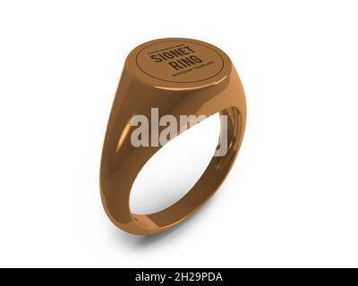 Illustrazione 3D di Signet Ring Mockup Scene on Isolated background Foto Stock