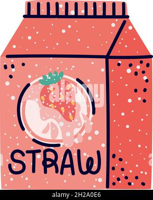 cartone di latte alle fragole Illustrazione Vettoriale