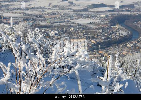 Winterwonderland auf dem Grünberg (Gmunden, Salzkammergut, Oberösterreich, Österreich) - Winter Wonderland sul Grünberg (Gmunden, Salzkammergut, Up Foto Stock