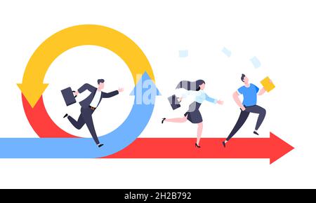 Metodologia di sviluppo agile concetto aziendale disegno flat style illustrazione vettoriale isolato su sfondo bianco. Illustrazione Vettoriale