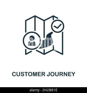 Icona del percorso del cliente. Firma monocromatica dalla raccolta delle relazioni con i clienti. Illustrazione dell'icona Creative Customer Journey per il web design, l'infografia Illustrazione Vettoriale