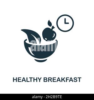 Icona colazione sana. Segno monocromatico dalla raccolta della dieta. Illustrazione creativa sana della prima colazione per disegno di fotoricettore, infographics e più Illustrazione Vettoriale