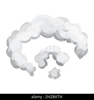 Esplosione di polvere di fumo in stile cartoon isolato su sfondo bianco. Telaio, risorsa di gioco. Nube grigia astratta, gas, elemento di movimento. . Illustrazione vettoriale Illustrazione Vettoriale