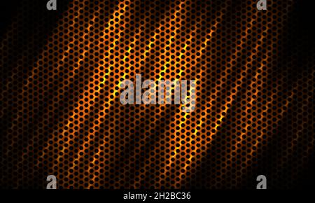 Esagonale scuro TECH sfondo sportivo colorato con fibra di carbonio. Illustrazione Vettoriale
