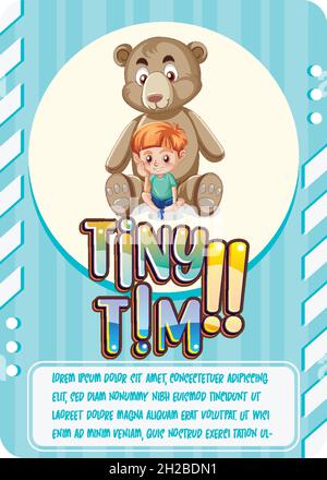 Carta di gioco del personaggio con illustrazione Tim minuscola della parola Illustrazione Vettoriale