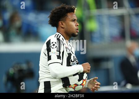 Il centrocampista Weston McKennie del FC Juventus durante la partita della UEFA Champions League FC Zenit contro FC Juventus alla Gazprom Arena di San Pietroburgo. SAN PIETROBURGO, - OTTOBRE 20: (Foto di Anatoliy Medved) Foto Stock