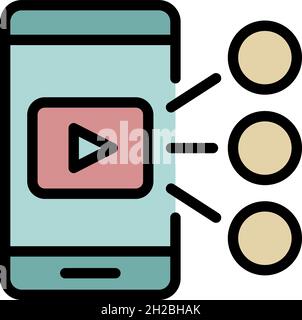 Icona di rimessa in vendita dello smartphone. Contorno smartphone remarketing vettore icona colore piatto isolato Illustrazione Vettoriale