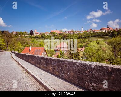 Skyline da Rothenburg ob der Tauber in Baviera Germania Foto Stock